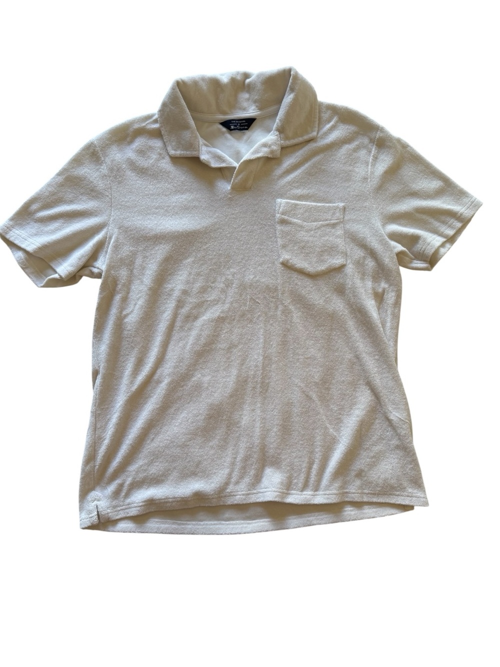 Ben Sherman White Terry Polo with Chest Pocket